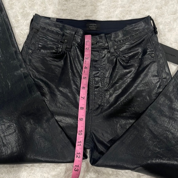 CITIZENS OF HUMANITY Olivia high-rise skinny ankle Sz 25 DarkNavy Leatherette - Picture 15 of 16